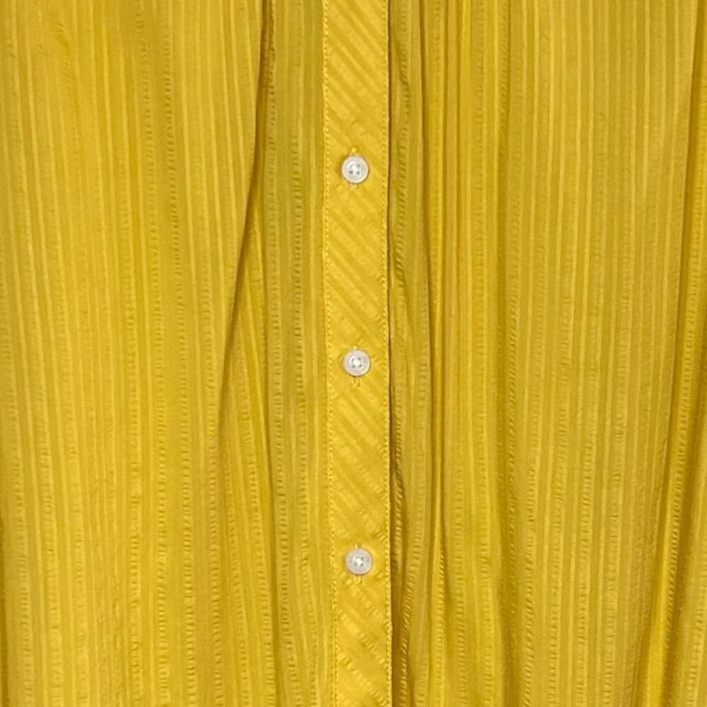 Tommy Hilfiger Yellow Textured Lightweight Button Down Hi-Lo Shirt Size S - Picture 4 of 11